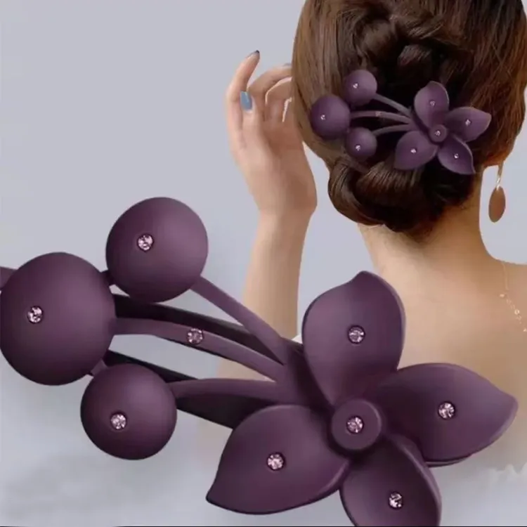 新款樱桃抓夹发夹女盘发后脑勺网红头饰水钻发卡子韩国大号鸭嘴夹