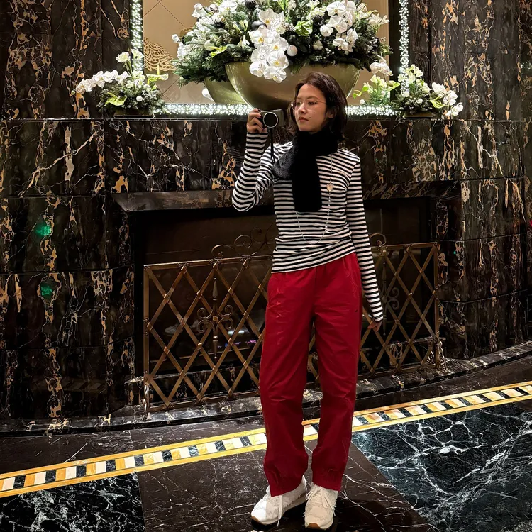 DE Mincollection正肩条纹T/经典合身色织棉条纹罗纹圆领T恤40213