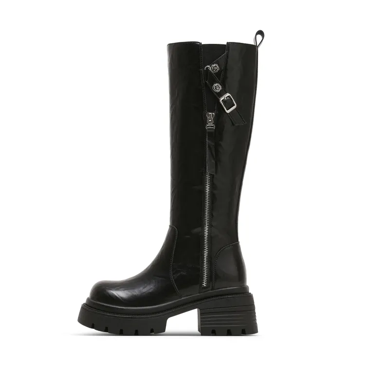 星期六2025秋季新款舒适底粗跟圆头高跟长靴不磨脚适合长时间站立