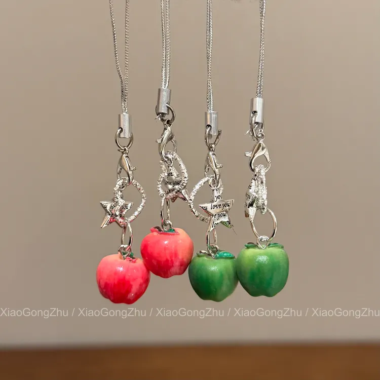 一颗创意仿真苹果挂件甜美少女包包钥匙链手机链圣诞节平安夜挂