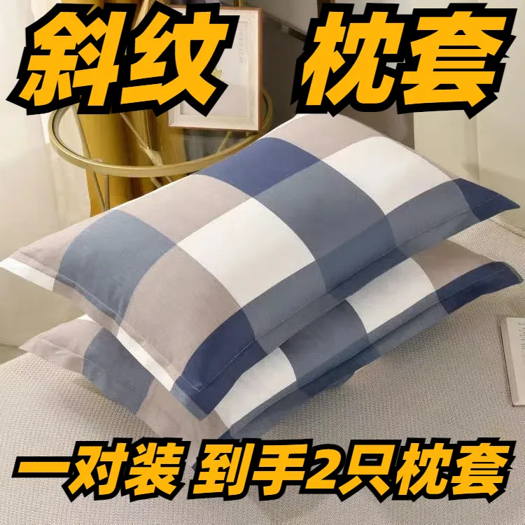 25新款网红枕套一对48X74枕头套成人中大款式学生单简约格子枕皮商品图