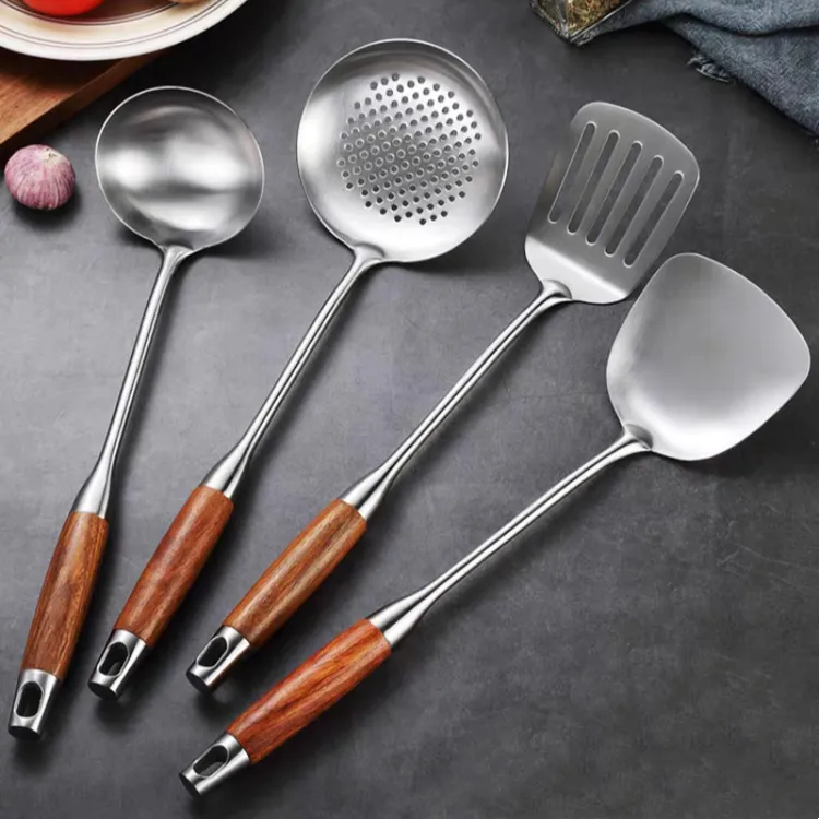 花梨木锅铲铲勺汤勺家用不锈钢厨房炒菜铲子勺子隔热防烫厨具套装