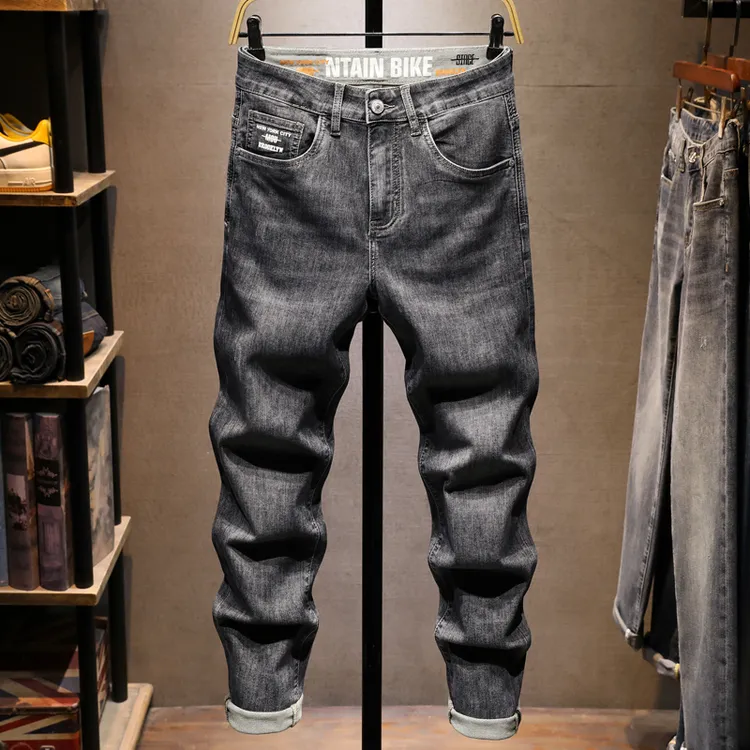 Cebrodz高端薄款牛仔裤男士潮流休闲百搭弹力修身直筒裤子男夏季