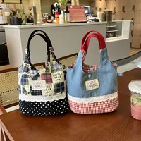 韩系ins新款慵懒甜美格子春夏薄款手提包购物袋休闲通勤背心包