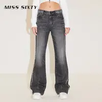【贤哥专享】【进口牛仔面料】Miss Sixty牛仔裤复古女拼接可拆腰牌微