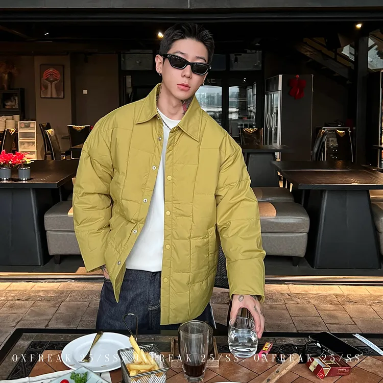 OXFREAK「轻量化三防 绗缝线」冬季90白鸭绒羽绒服男宽松保暖外套