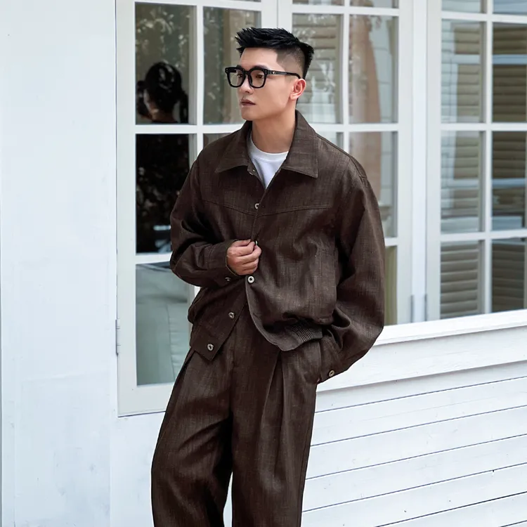 NO22WEAR【轻熟肌理感】秋季仿牛仔套装高级感老钱风夹克外套男士