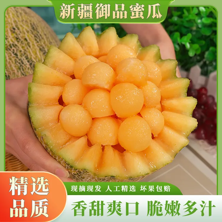 【顺丰】新疆御品蜜瓜新鲜采摘水果皮薄肉厚甜嫩多汁精选品质1个起