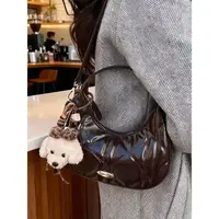 【阿芳专属】复古菱格月牙包包女2025新款高级感斜挎包韩版手拎包