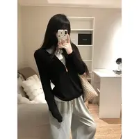 Moses Queen/魔西女王双拉链针织衫外套女秋季休闲风长袖外搭上衣