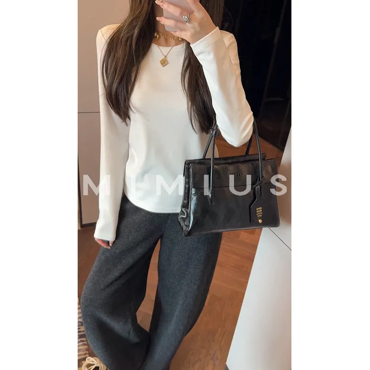 【mimius】P 加厚圆领亲肤羊绒简约巨百搭长袖T恤  G10338