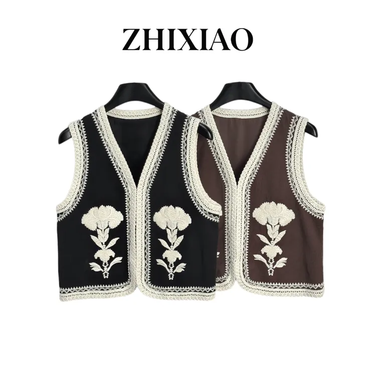 【ZHIXIAO】秋冬新款：花朵刺绣马甲032