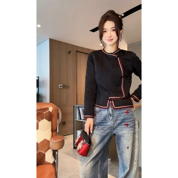 运补6-10   艺艺吖【中国甜心】新中式中国风斜襟长袖上衣