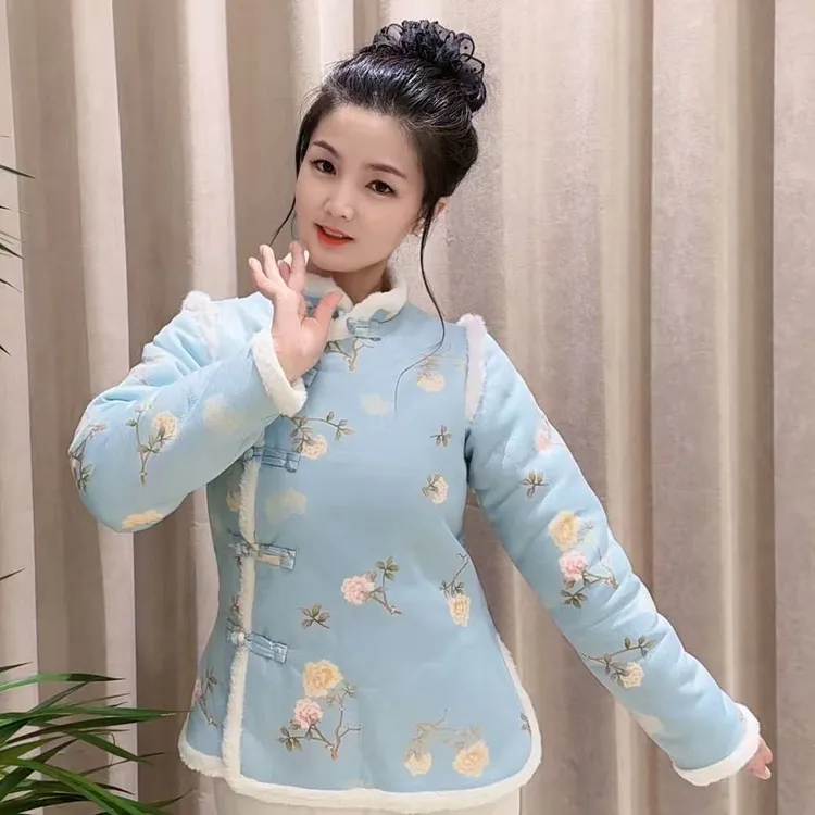 母女款复古偏禁网红小花袄