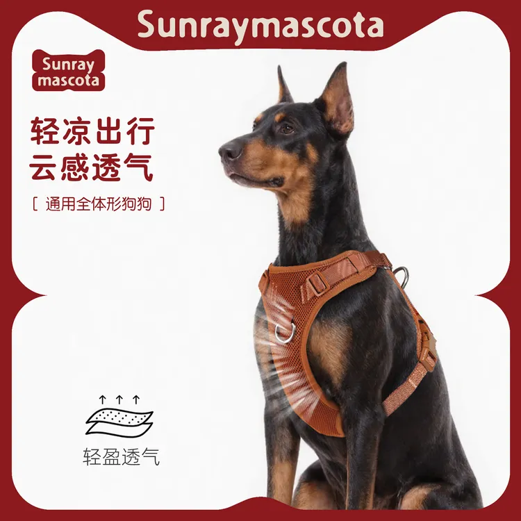 夏季狗狗胸背带透气不勒遛狗通用中大型犬萌宠物牵引绳大小可调节