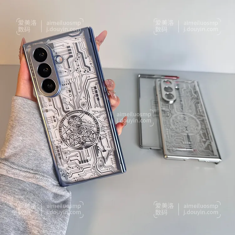 适用三星zfold7手机壳zfold6/5/4超薄透明机械保护套防摔铰链全包