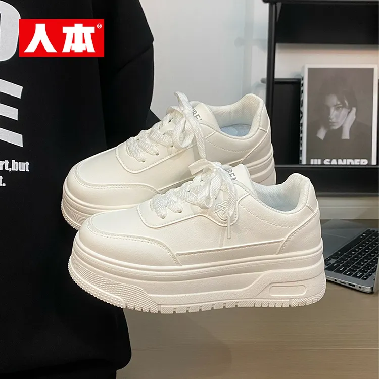 人本休闲百搭厚底增高女生时尚潮流ins新款板鞋运动复古学生鞋子