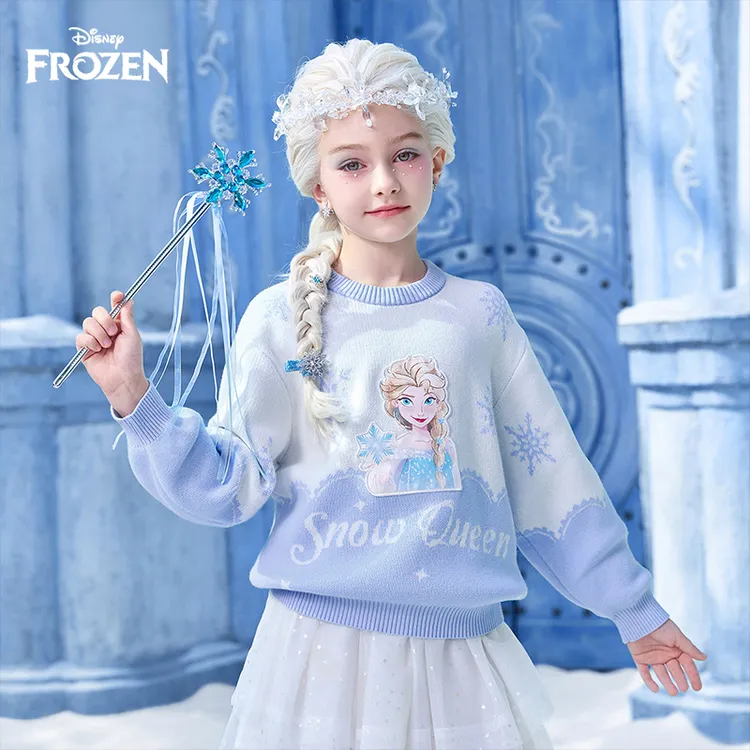 迪士尼女童冰雪奇缘艾莎公主毛衣秋冬儿童针织衫洋气卡通上衣童装
