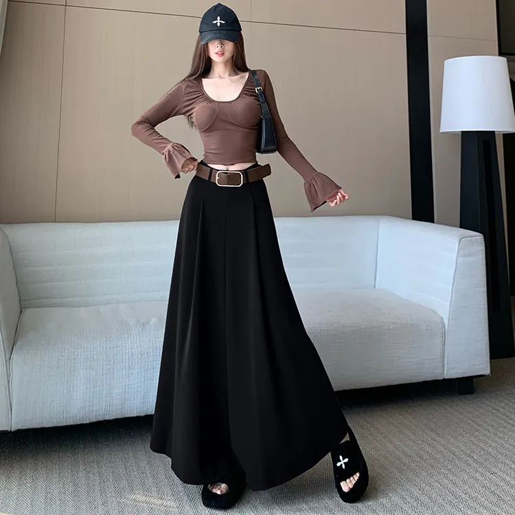 轻熟风高腰毛呢半身裙女秋冬设计感a字裙显瘦百搭气质垂坠感长裙