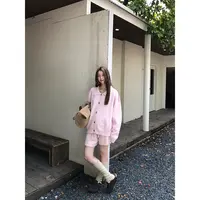 【粉红泡泡休闲短裤】秋冬韩系小众甜美少女慵懒风休闲短裤8138