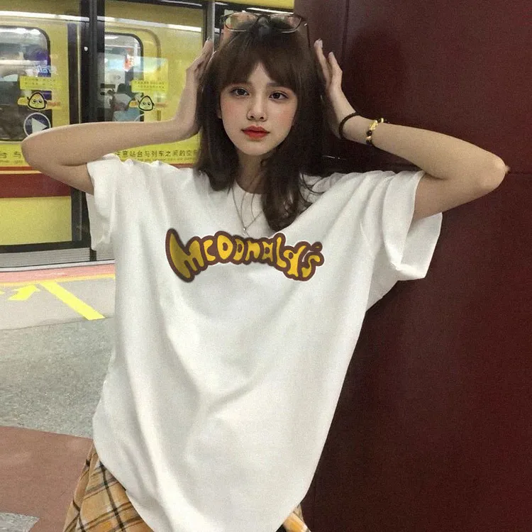 麦当劳联名短袖t恤男女夏季潮牌宽松情侣装纯棉美式复古上衣潮流