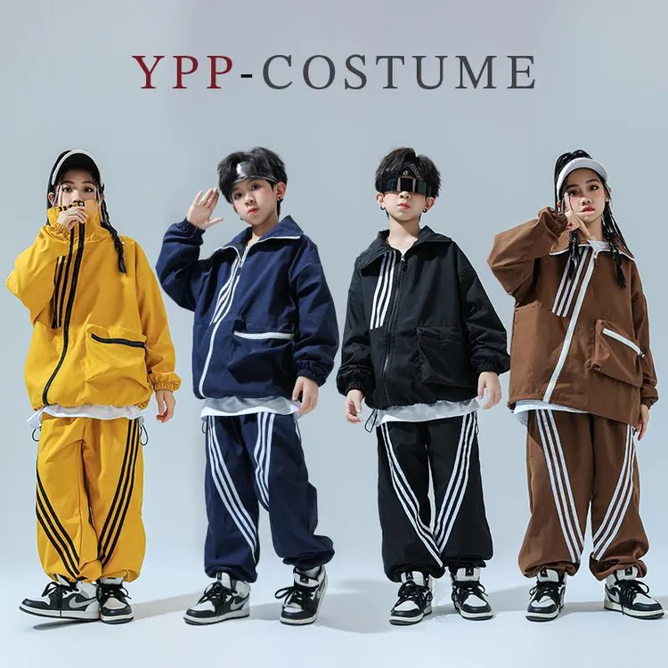 FAVMARTHA儿童街舞演出服hiphop少儿运动会中小学生跑酷套装个性