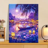 江水夜色|数字油画diy真心遮盖六代颜料填涂色手绘礼物油彩装饰画