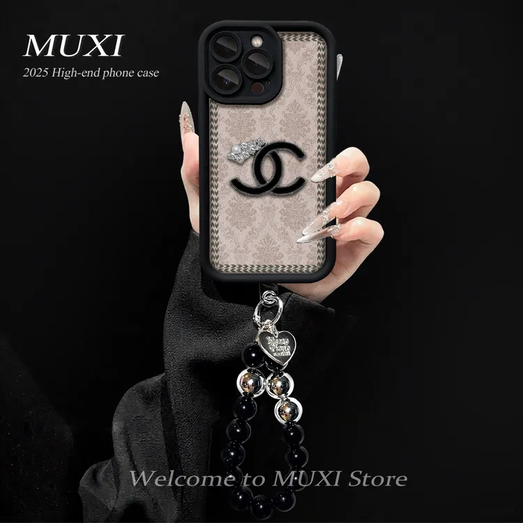 高颜值布艺方格适用苹果17PROMAX华为VIVO小米OPPO手链手机壳女款