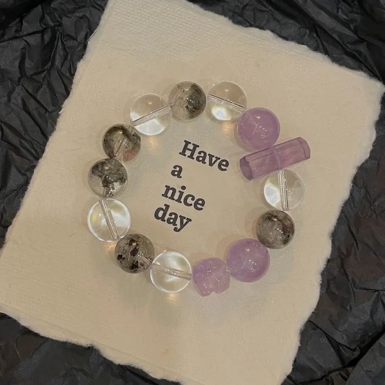 【如愿以偿】+13mm绿幽灵+14m紫水原创天然水晶均有瑕、多样发TY247