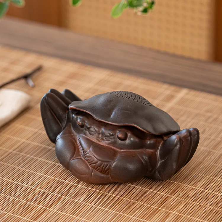 紫陶螃蟹茶漏过滤一体创意过滤组全瓷一体茶宠摆件滤网茶隔茶滤组商品图