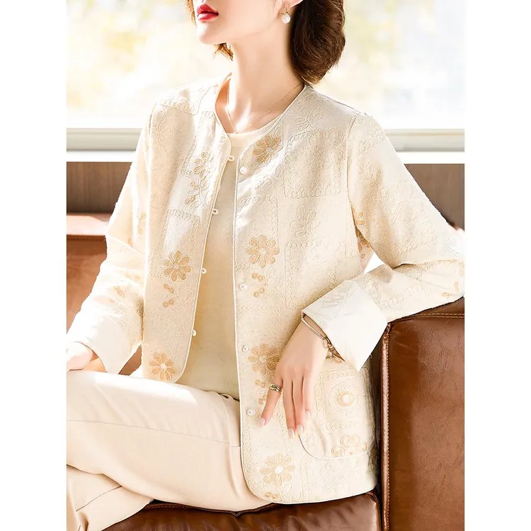 新中式妈妈国风上衣2025新款秋季短款外套中老年女装时尚洋气夹克
