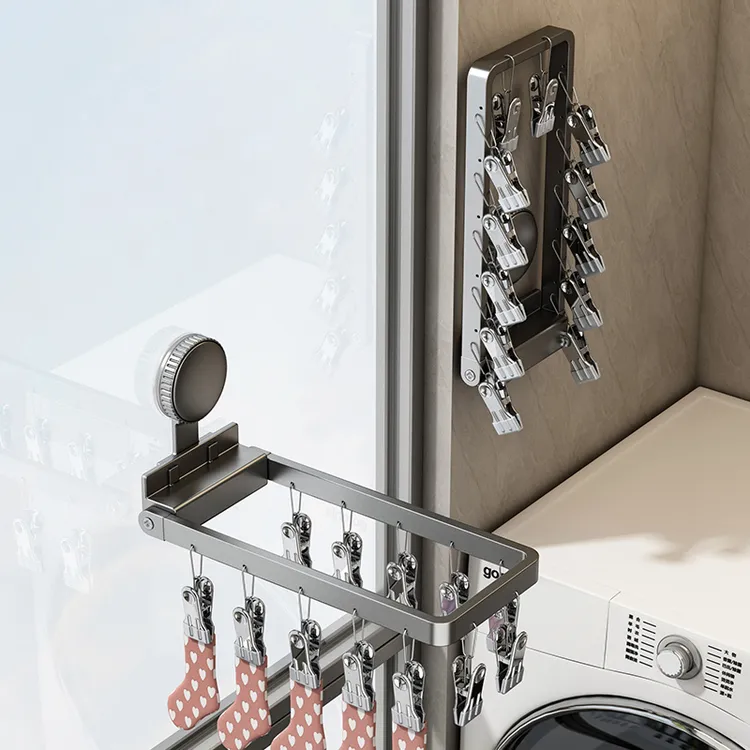 优勤吸盘袜子晾晒架家用无痕多夹子内衣内裤凉衣架袜架阳台防风