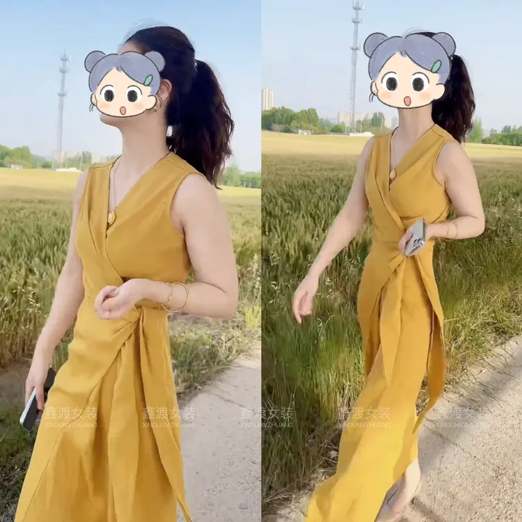 2025夏季新款时尚显瘦气质女士网红洋气连衣裙百搭款D5466