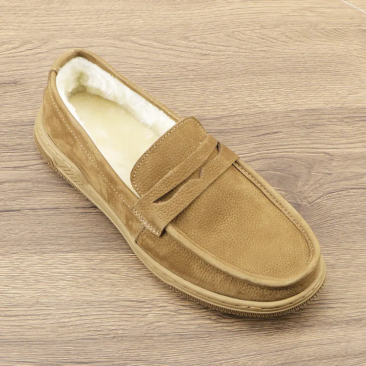 车缝线厚款乐福加绒鞋保暖时尚休闲鞋棉鞋平底秋冬冬季休闲乐福鞋