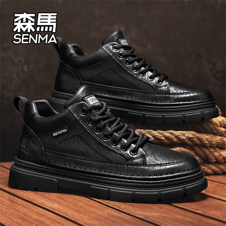 森马男鞋2026新款冬季厚底平跟户外休闲鞋轻便皮鞋日常男士工装鞋