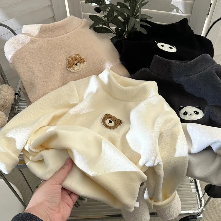 儿童打底衫秋冬季新款加绒洋气百搭上衣男童女童加厚卫衣长袖童装