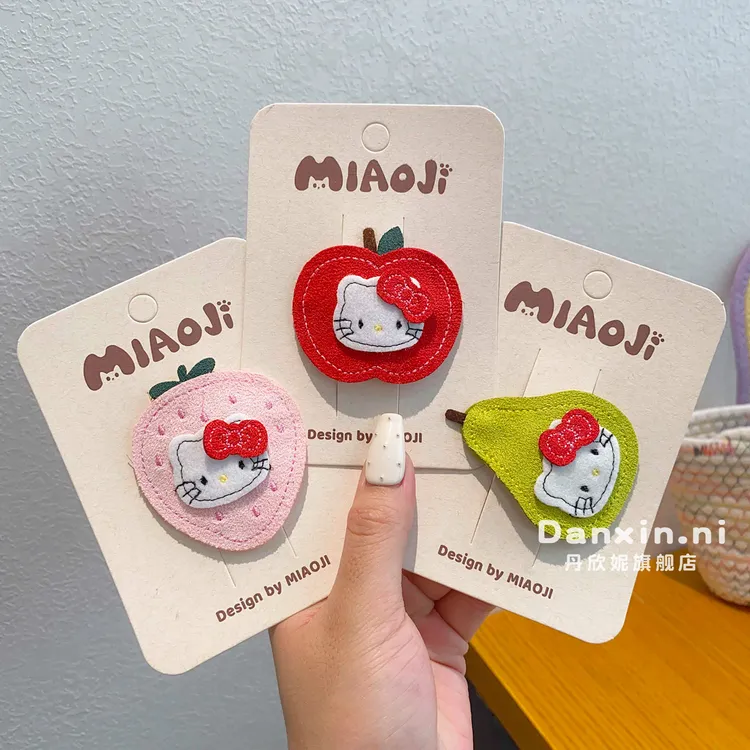 儿童卡通猫咪水果发夹可爱宝宝夹不伤发碎发卡女童新款甜美刘海夹