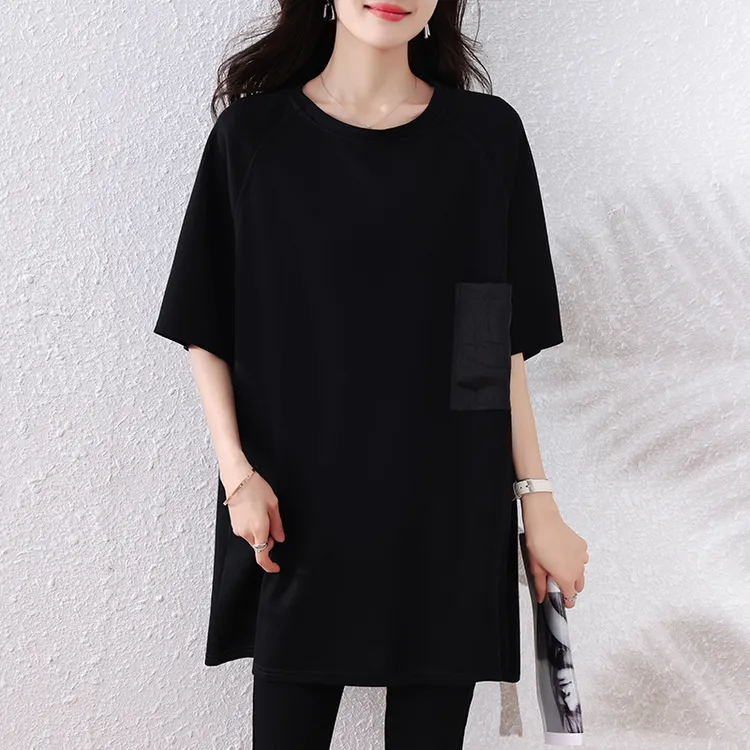 时尚简约宽松型减龄洋气T恤2025夏装新款气质显瘦大码休闲上衣