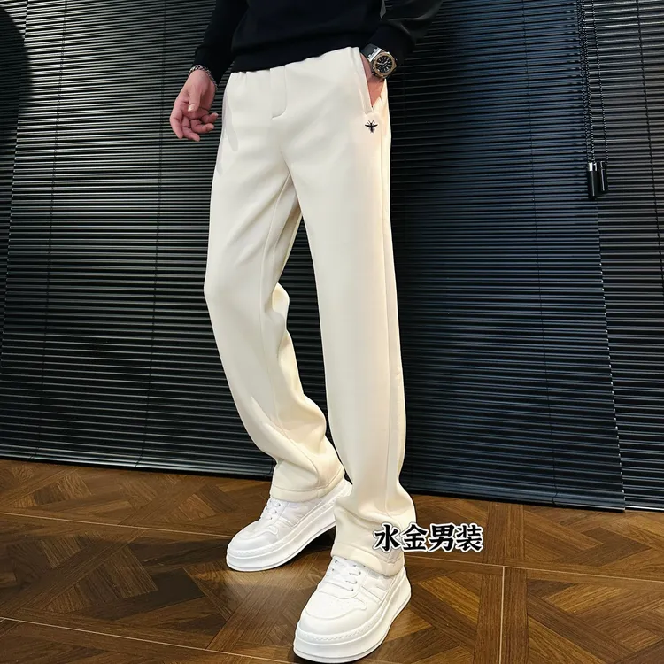 2025男装男士冬季高端轻奢潮流舒适透气加厚加绒修身休闲裤58099