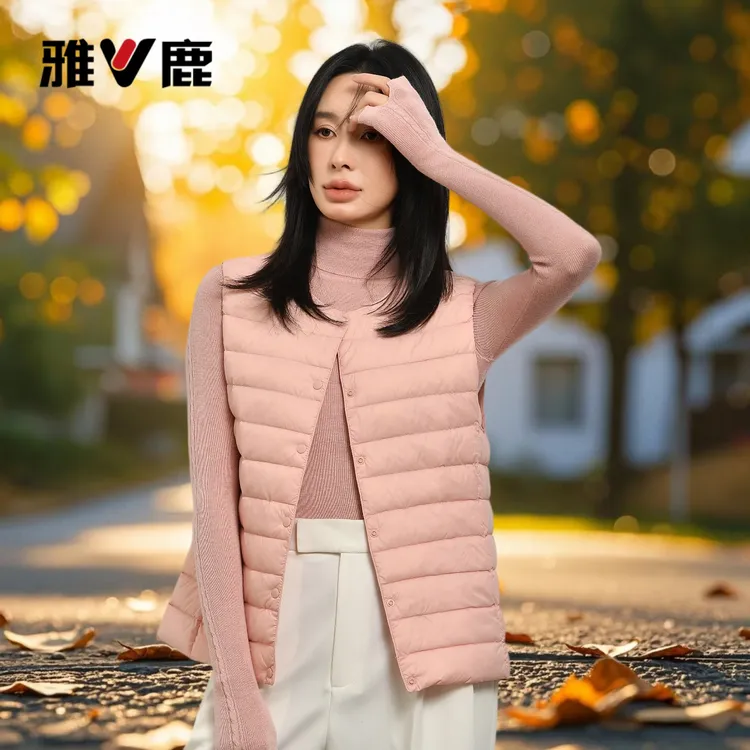 雅鹿轻薄羽绒马甲女背心轻便内胆内搭内穿短款秋冬保暖洋气坎肩潮
