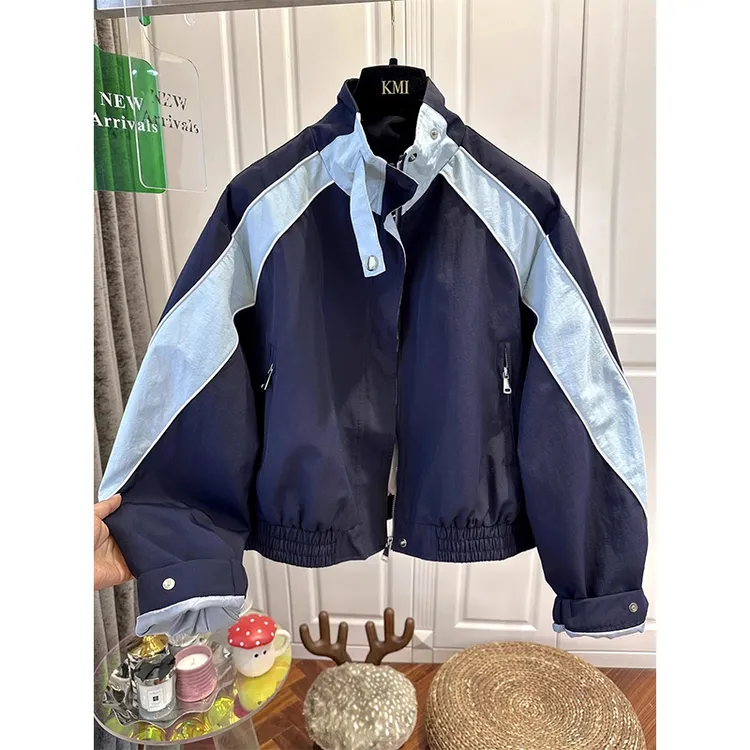 超好看独特设计撞色棒球服短外套女春季款新款冲锋衣时尚宽松夹克