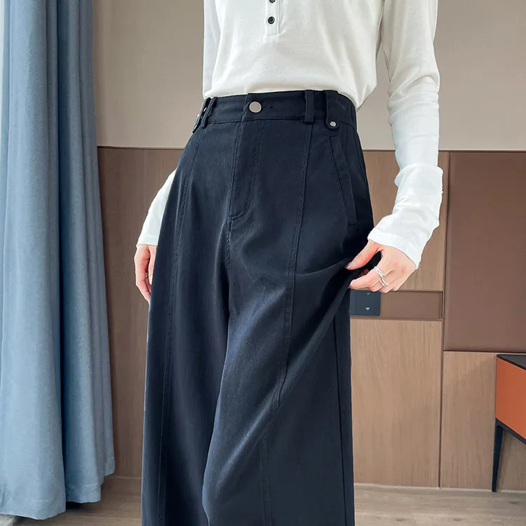窄版阔腿牛仔裤女春秋2025新款高级感高腰时尚宽松垂感显瘦直筒裤