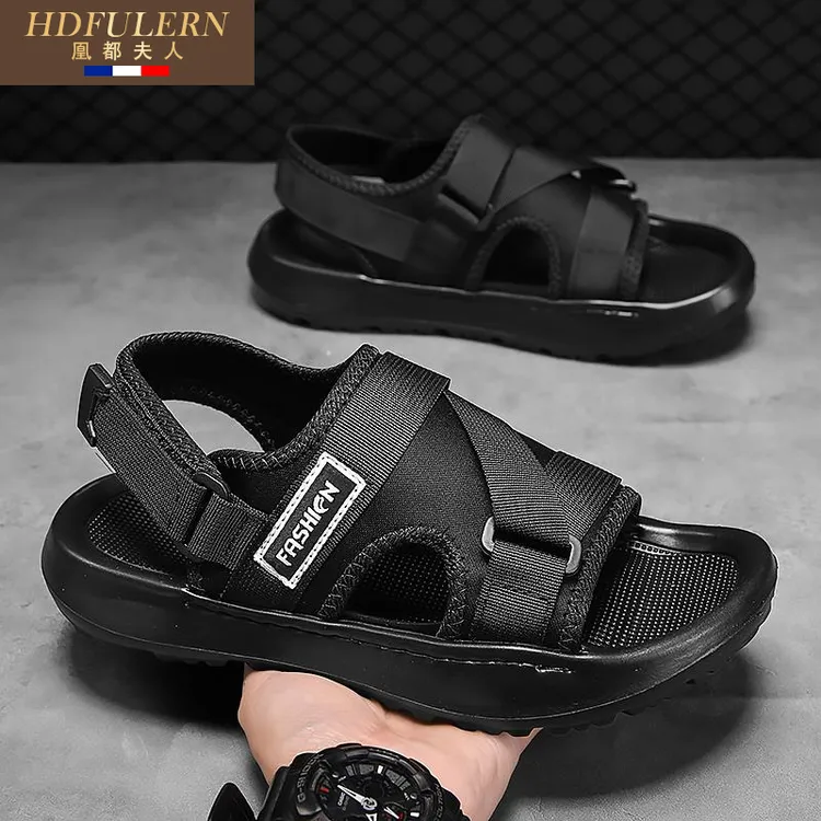 干净痞帅夏季男鞋2025新款男士室外两穿透气凉鞋男款魔术贴沙滩鞋