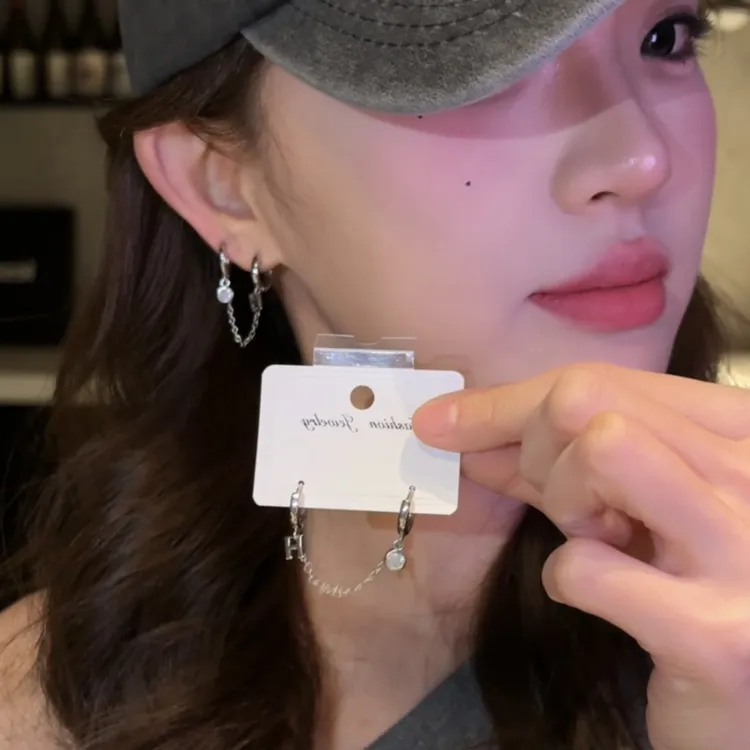 铜合金耳饰 双耳洞耳环潮个性设计感耳环韩国气质网红耳扣女