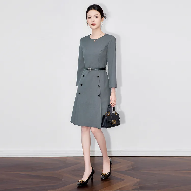 通勤知性中袖连衣裙秋季婚宴早秋连衣裙女款24小时高贵气质裙子