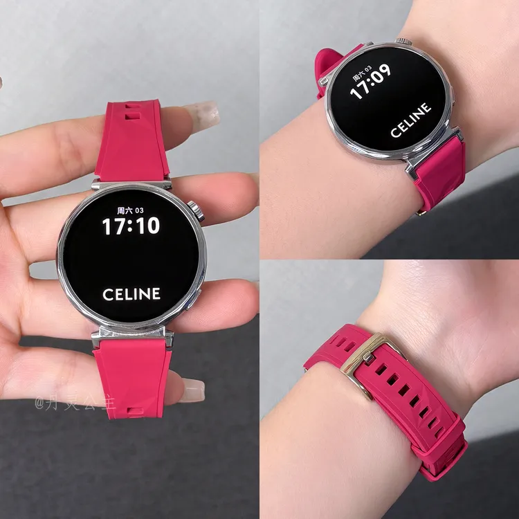 丹灵适用华为gt6表带活力红gt5手表gt4女款watch5硅胶gtpro按键款