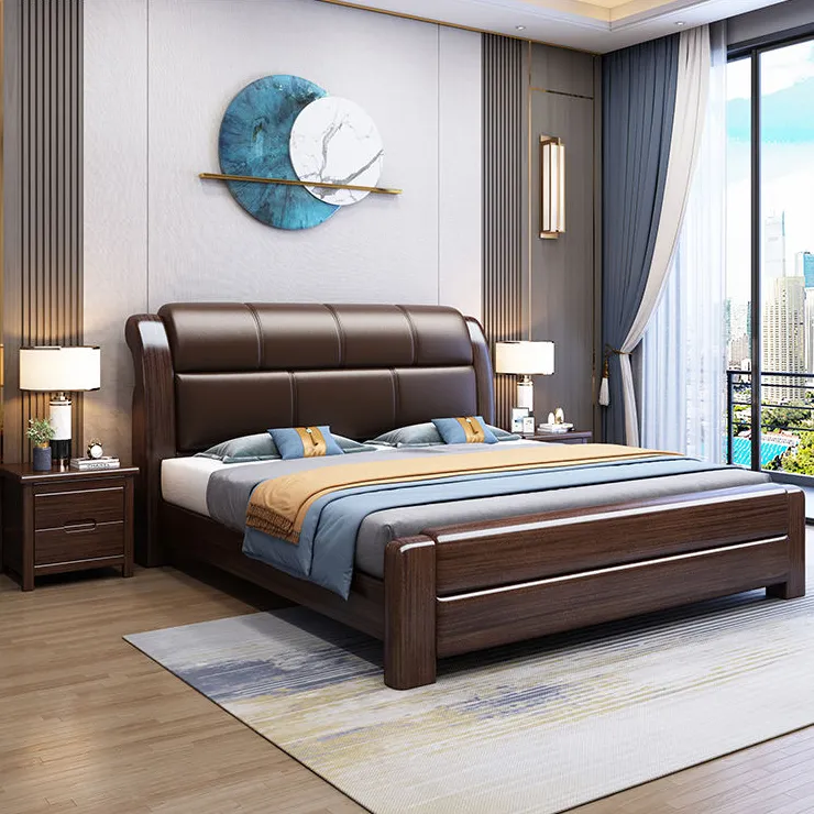 紫金檀木软包实木床1.8米双人床轻奢主卧软靠2米高档储物