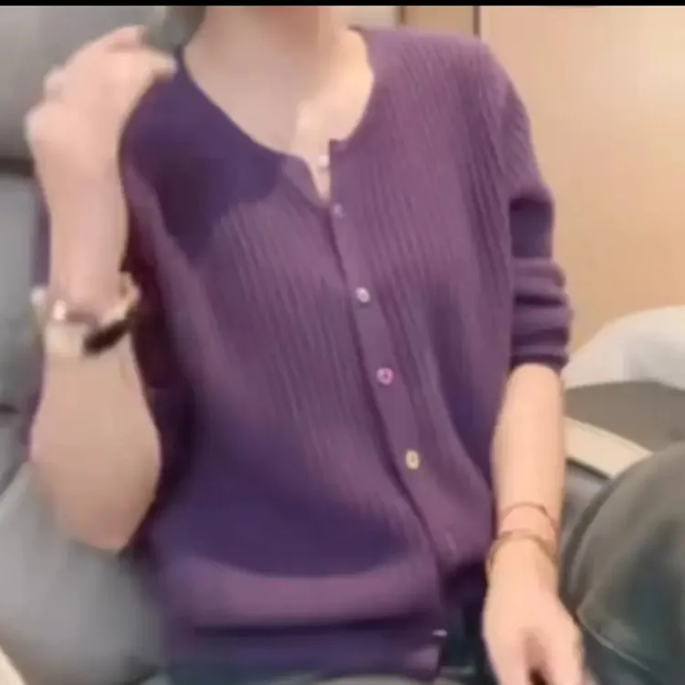 春秋新款纯色针织开衫女士宽松遮肉显瘦毛衣打底衫上衣
