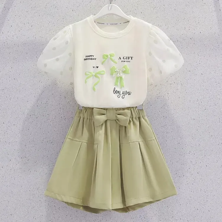 女童洋气短裤套装夏季新款儿童公主风短袖夏装中大童薄款两件套