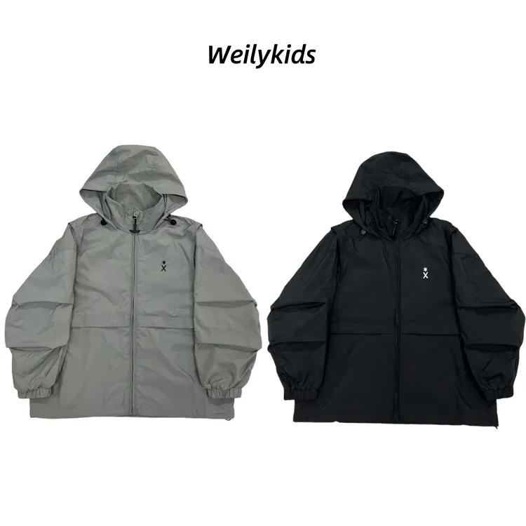 （130-190码）2025中大童青少年秋季新款冲锋衣外套连帽工装外套082